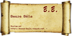 Besze Béla névjegykártya